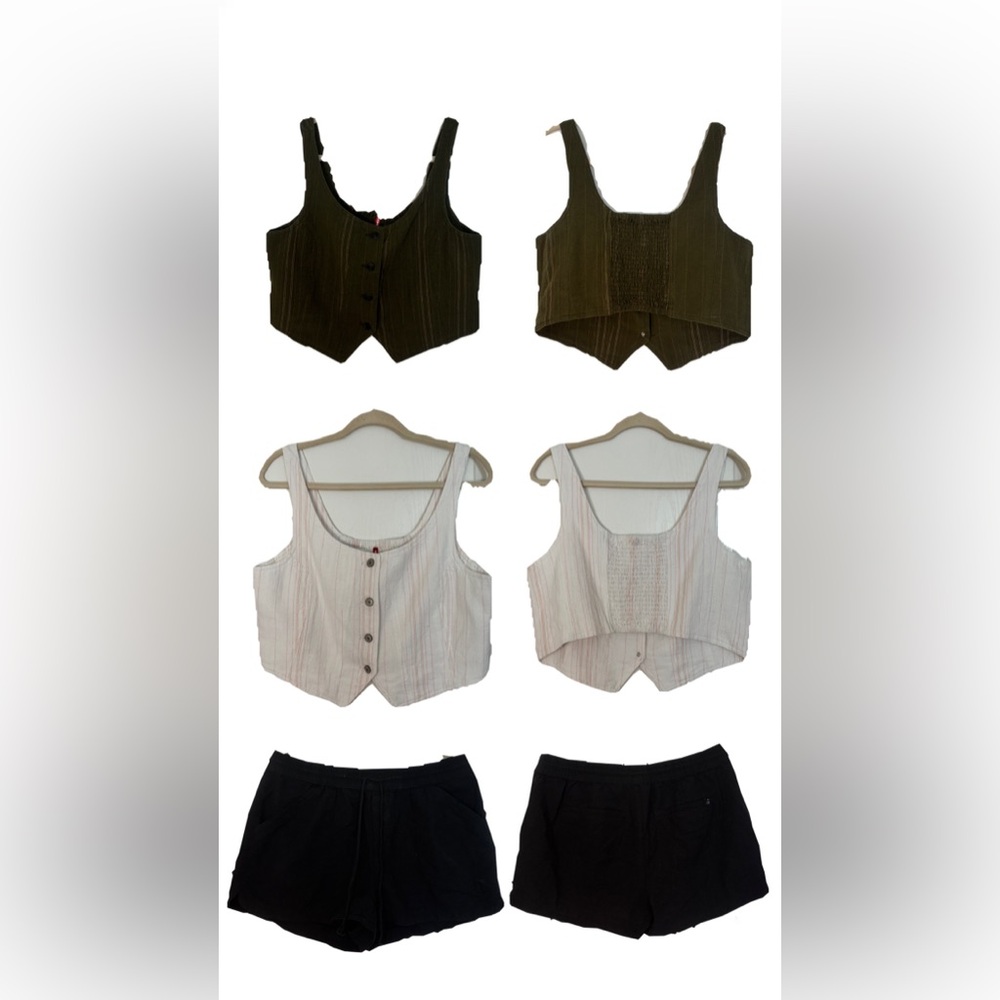 UNIONBAY BUNDLE Black Vest, White Vest, and Black Shorts Set